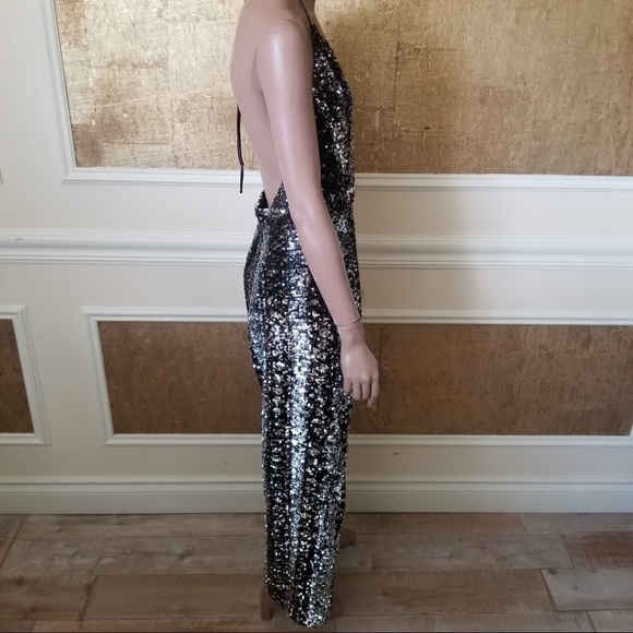 NEW Bartot Disco sequins black halter jumpsuit 8 - Picture 13 of 16